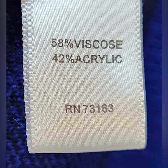 CABLE & GUAGE Long Sleeve Royal Blue & Black Scoop Neck Patterned Sweater EUC - Picture 7 of 7